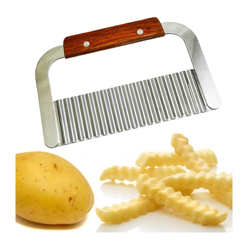 Navaris Coupe pomme de terre - Lot 3x ustensile coupe patate frite et  rondelle ondulée avec 1x économe 1x couteau 1x cutter en inox - Légume  fruit : : Cuisine et Maison