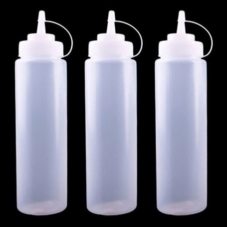 Flacon à bec verseur en plastique transparent 100 ml + 4 étiquettes  autocollantes - B Queen Market